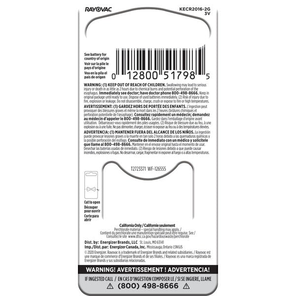 RAYOVAC Size 2016 3V Lithium Coin Cell Batteries
