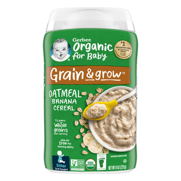 Gerber Oatmeal Baby Cereal Banana Canister
