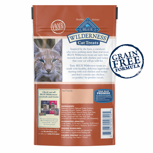 Blue Buffalo Wilderness Grain Free Soft-Moist Cat Treats, Chicken & Turkey