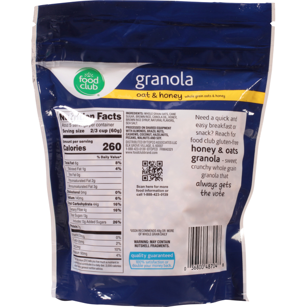 Food Club Granola, Oat & Honey