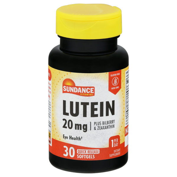 Sundance Vitamins Lutein, 20 mg, Quick Release Softgels, Plus Bilberry & Zeaxanthin