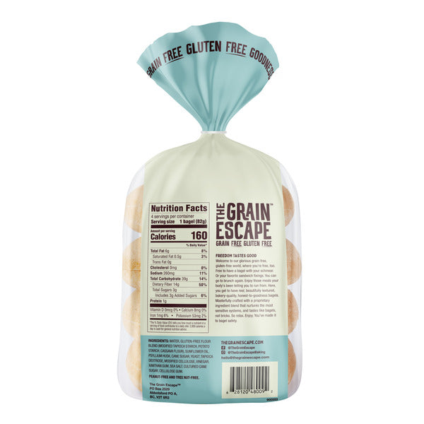 The Grain Escape Grain Free Gluten Free Plain Bagels