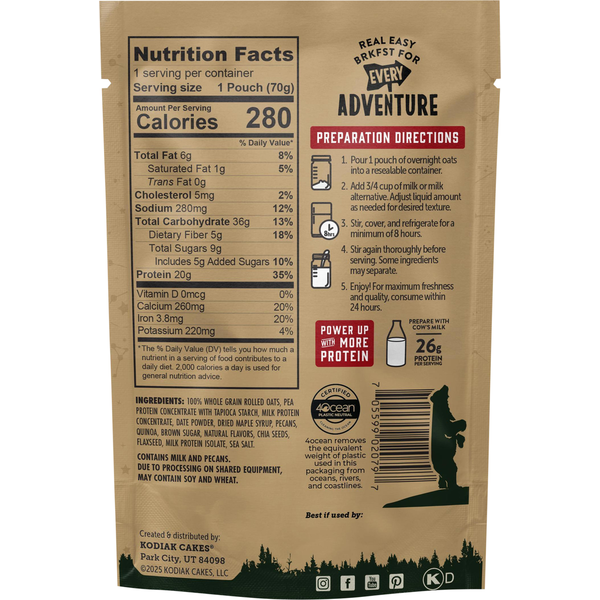 Kodiak Maple Pecan Overnight Oats