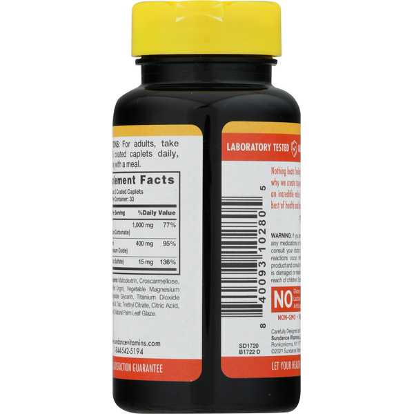 Sundance Vitamins Calcium Magnesium Zinc, Coated Caplets