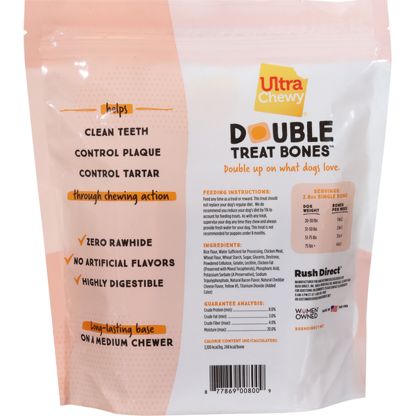 Ultra Chewy Double 2-in-1 Bacon & Cheese Flavor Treat Bones