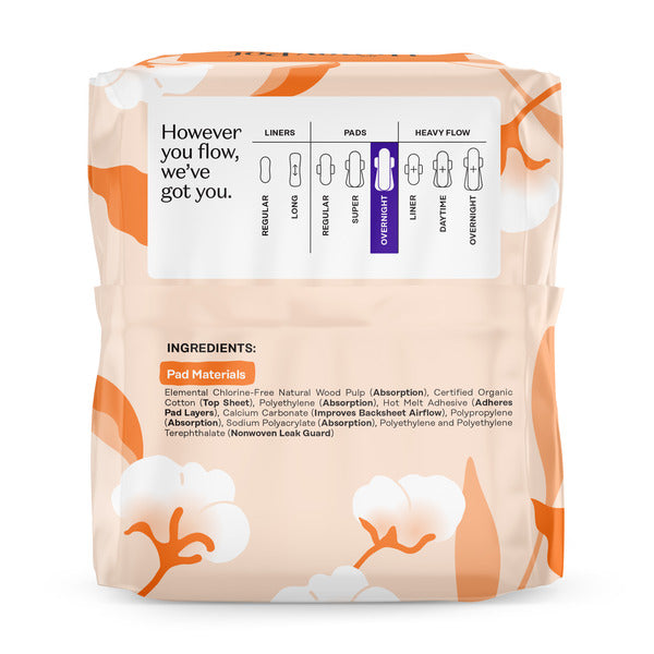 The Honey Pot Company 100% Organic Cotton Comfort Cover Overnight Pads