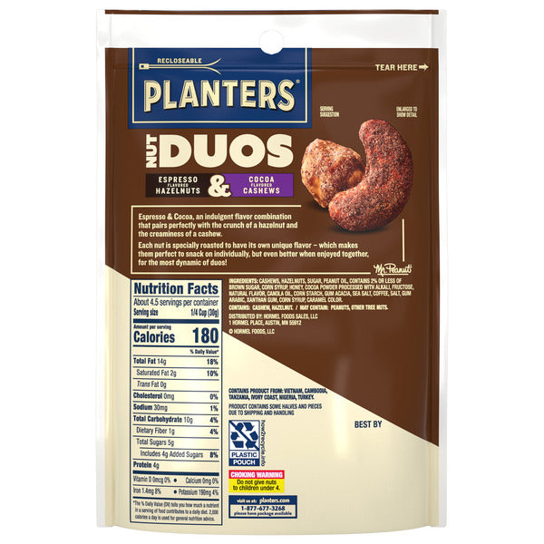 Planters Nut Duos Cocoa Cashews and Espresso Hazelnuts 5oz, 5 OZ