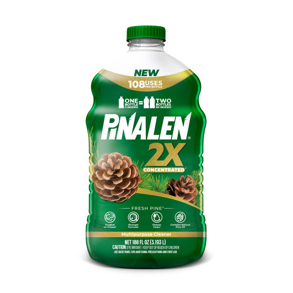 Pinalen 2X Concentrated cleaner bottle with green label on a white background