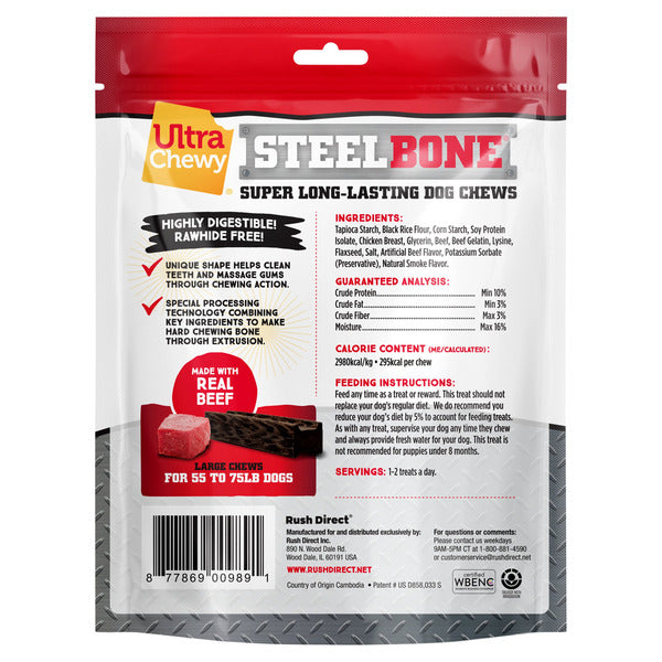 Ultra Chewy Steel Bone Super Long-lasting Large Dog Chews