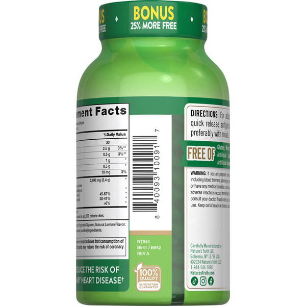 Nature's Truth Fish Oil Lemon Flavor Softgel