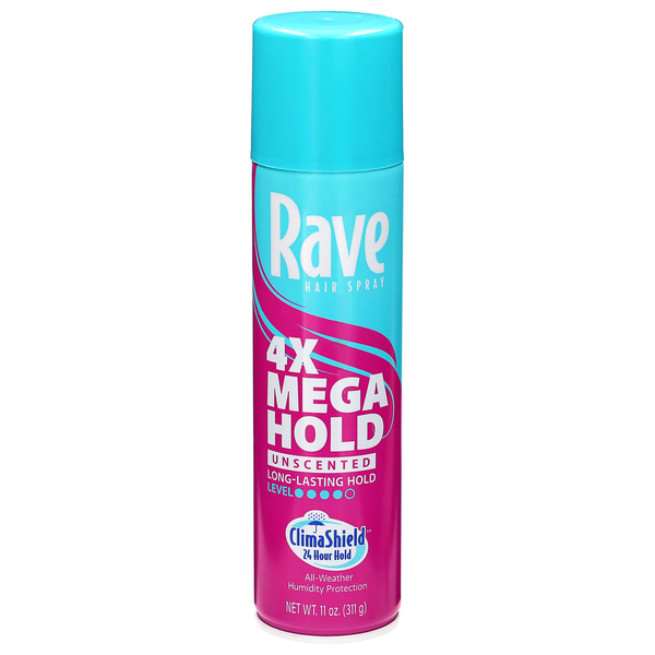 Rave 4x Mega Hold Unscented Hair Spray