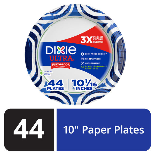 DIXIE Paper Plates, 10 Inch Dinner Plate (Designs May Vary)