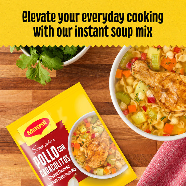 Maggi Sopa Sabor A Pollo Con Caracolitos Chicken Flavored Seashell Pasta Soup Mix