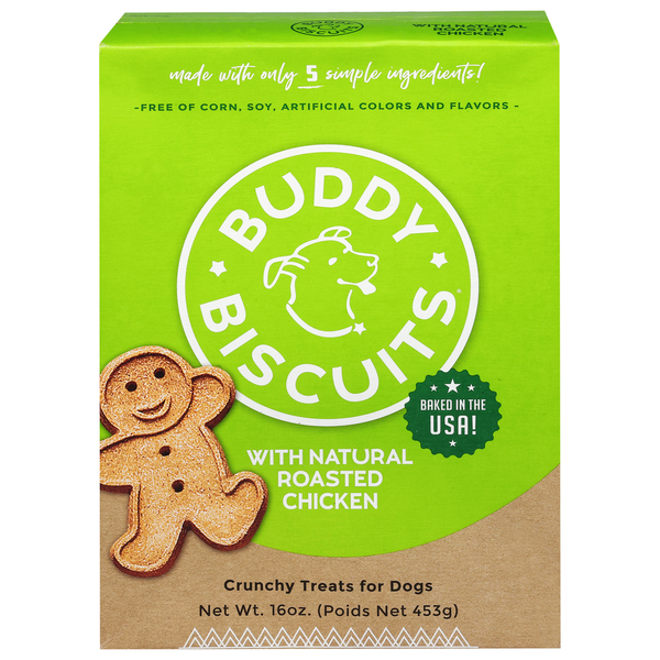 Buddy Biscuits Treats for Dogs, Crunchy, with Natural Roasted Chicken