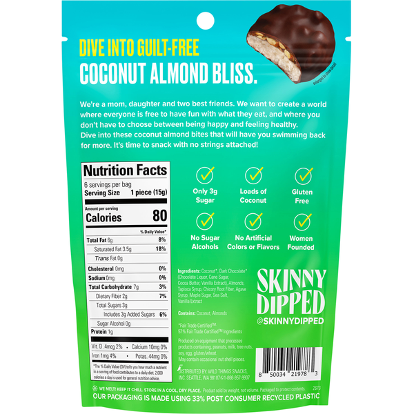 SkinnyDipped Dark Chocolate Chocolate Almond Bites