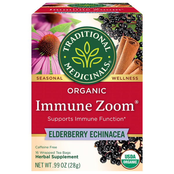 Traditional Medicinals Immune Zoom, Organic, Caffeine Free, Elderberry Echinacea, Tea Bags
