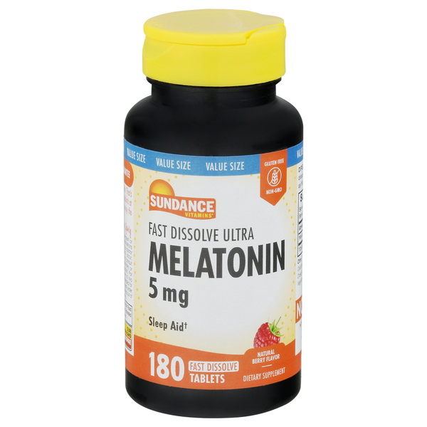 Sundance Vitamins Melatonin, 5 mg, Natural Berry Flavor, Fast Dissolve Tablets, Value Size