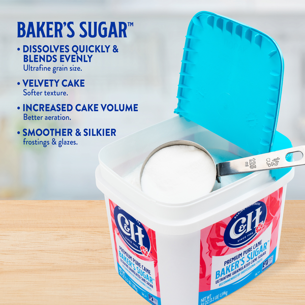 C&H Pure Cane Ultrafine Granulated Baker's Sugar, 3.5 lb. Tub