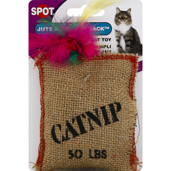 SPOT Cat Toy, Catnip, Jute & Feather Sack