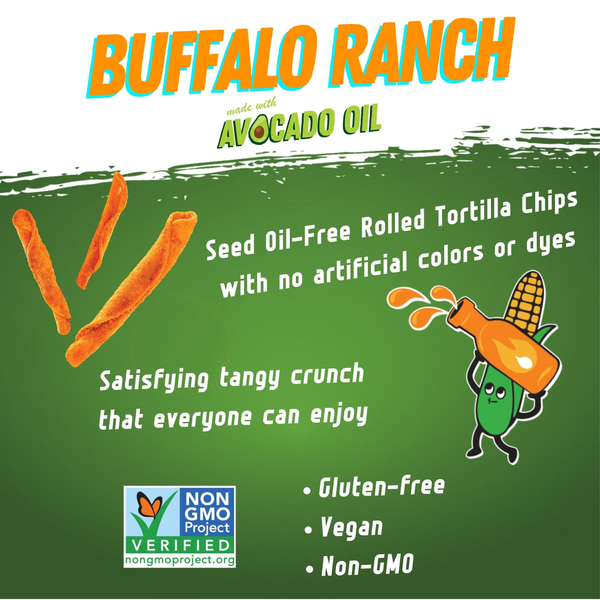 Zack's Mighty Avocado Oil Rolled Tortilla Chips - Buffalo Ranch