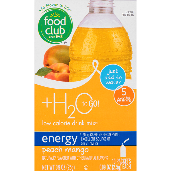 Food Club Drink Mix, Peach Mango, Energy