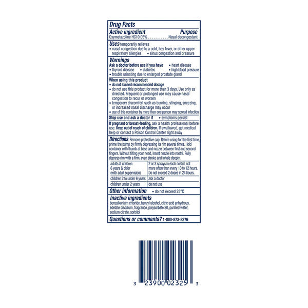 Vicks Sinex Original Ultra Fine Mist Nasal Spray Decongestant
