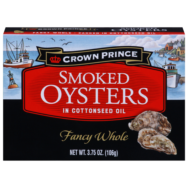 Crown Prince Fancy Whole Smoked Oysters in Cottonseed Oil