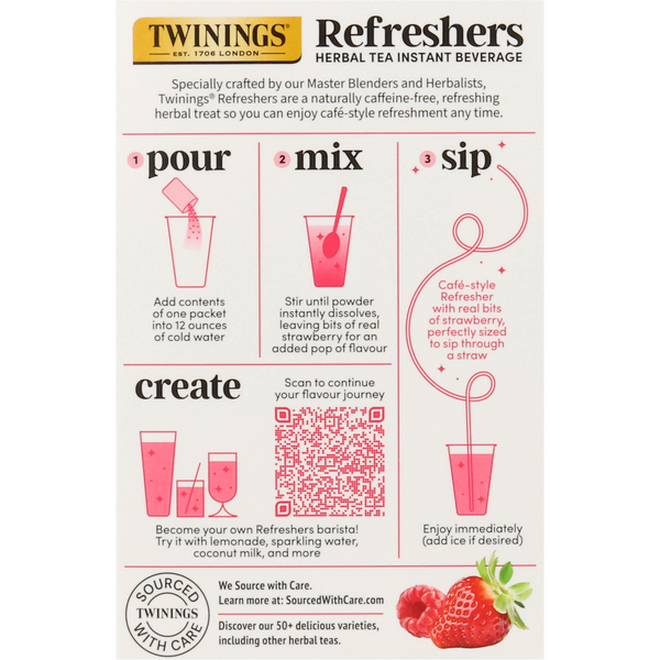 Twinings Refreshers Instant Beverage Strawberry Raspberry Herbal Tea