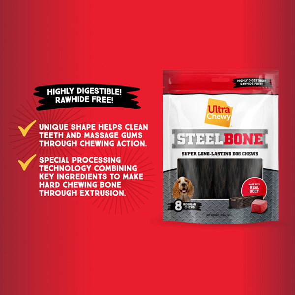 Ultra Chewy Steel Bone Super Long-lasting Regular Dog Chews