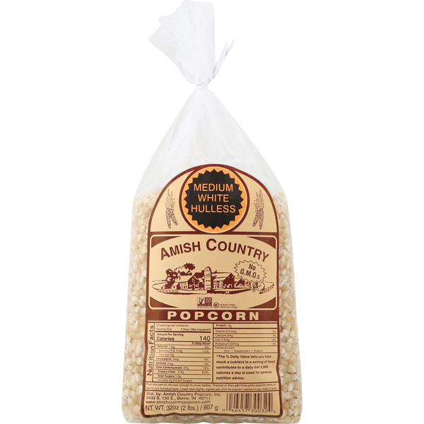Amish Country Popcorn, Medium, White, Hulless