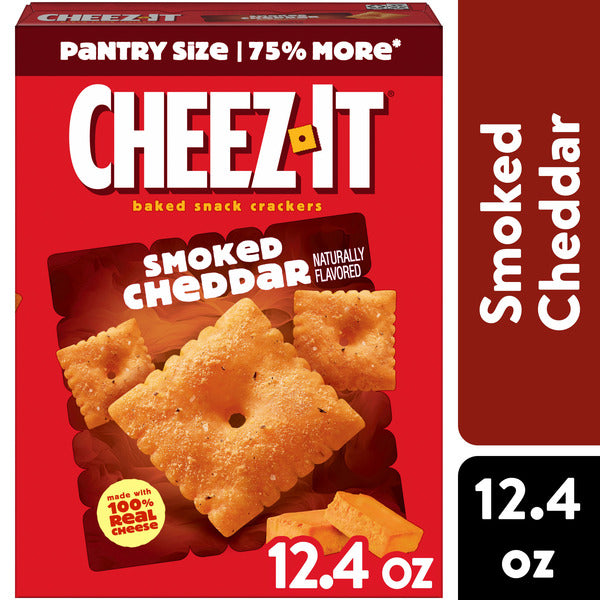 Cheez-It Smoked Cheddar Baked Snack Crackers, Lunch Snacks, 12.4 oz
