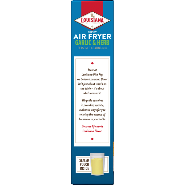 Louisiana Fish Fry Products Seasoned Coating Mix, Garlic & Herb, Crispy, Air Fryer