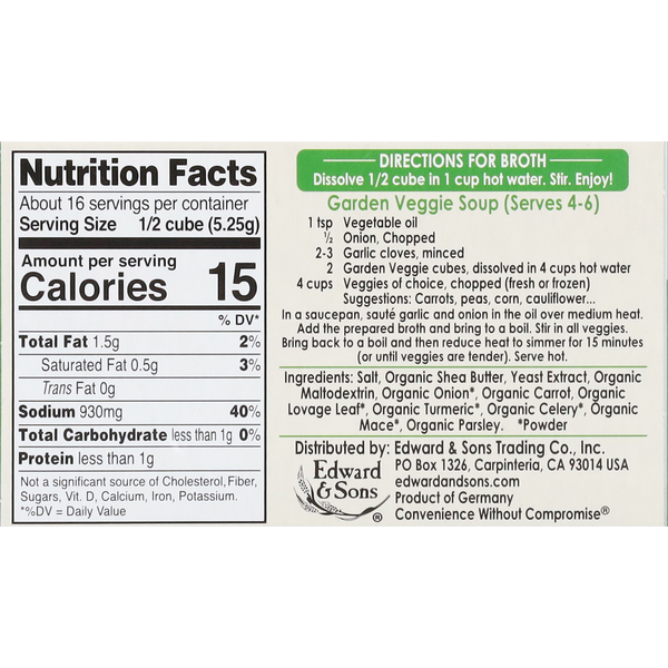 Edward & Sons Garden Veggie Bouillon Cubes