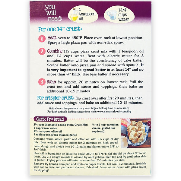 Namaste Foods Gluten Free Pizza Crust Mix