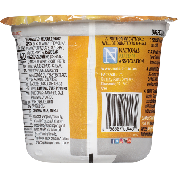 Muscle Mac Macaroni & Cheese, High Protein, White Cheddar, Pro