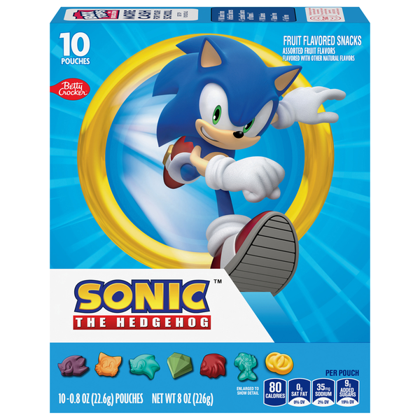 Betty Crocker Fruit Flavored Snacks, Assorted Fruit Flavors, Sonic the Hedgehog
