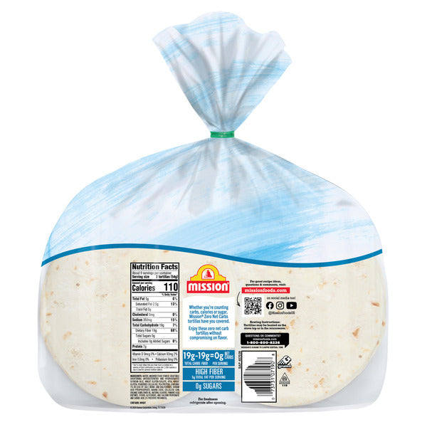 Mission Zero Net Carbs Original Flour Tortillas, Street Tacos Size, Twin Pack of 14 Count Each