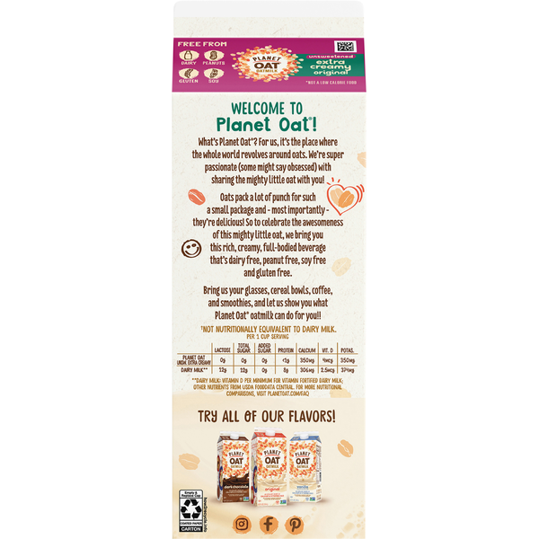 Planet Oat Unsweetened Extra Creamy Original Oatmilk