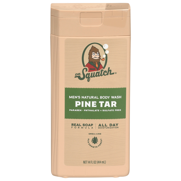 Dr. Squatch Pine Tar Men's Natural Body Wash packaging on a white background