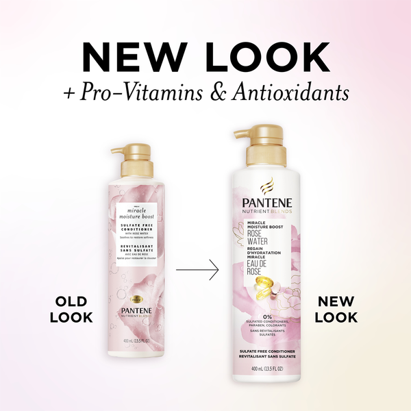 Pantene Sulfate Free Conditioner with Rosewater for Dry Damaged Hair, Color Safe
