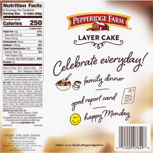 Pepperidge Farm Frozen Chocolate Fudge Stripe Layer Cake