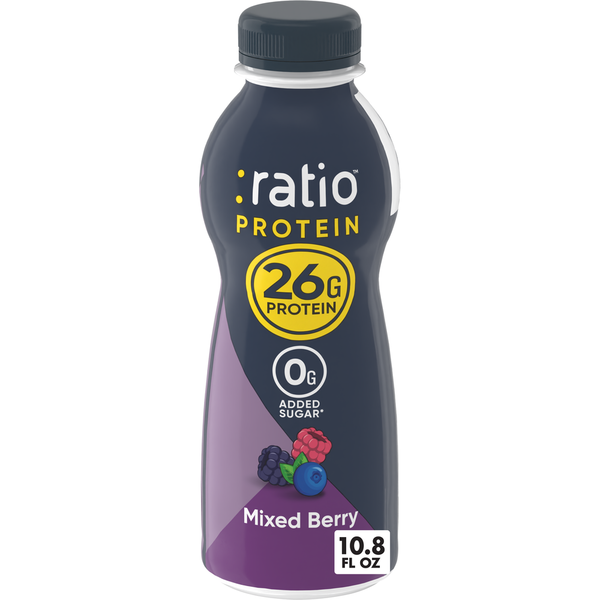 Ratio Protein Mixed Berry drink bottle on a white background