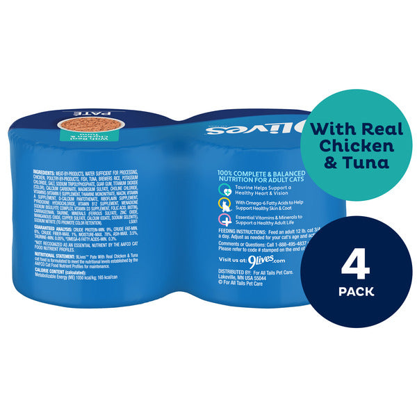 9Lives Paté Wet Cat Food with Real Chicken and Tuna, 5.5 oz. Cans (Pack of 4)