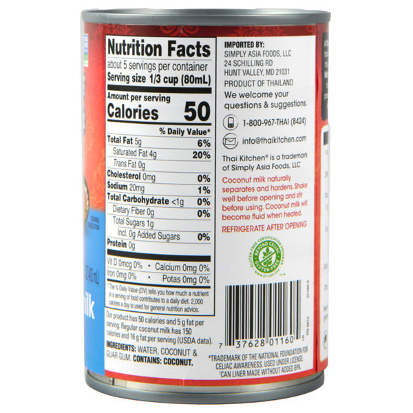 Thai Kitchen Gluten Free Lite Coconut Milk