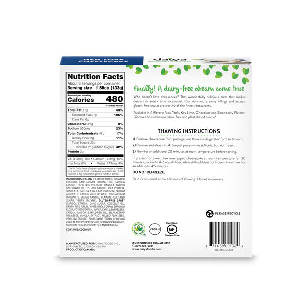 Daiya Dairy Free New York Cheesecake Dessert