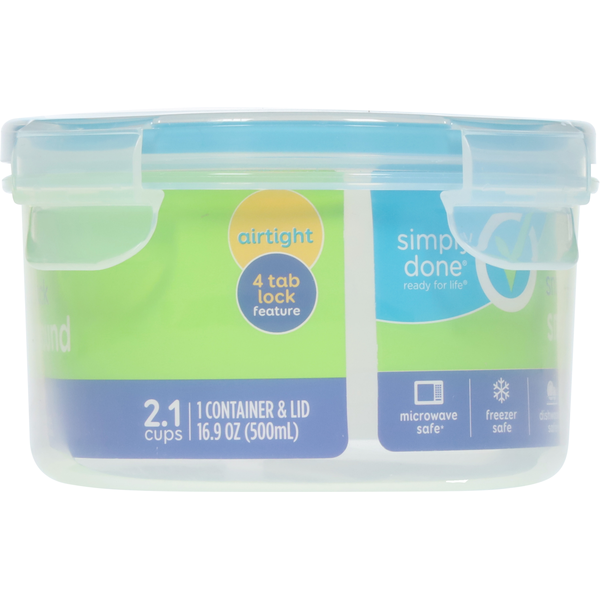 Simply Done Container & Lid, Snap & Lock, Small, Round, 16.9 Ounce