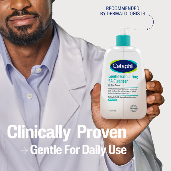 Cetaphil Gentle Exfoliating SA Cleanser, Foaming Gel Cleanser for All Skin Types, 8 Fl Oz Pump Bottle, Salicylic Acid, Mandelic Acid & Gluconolactone, Gently Exfoliates, Dermatologist Recommended Brand