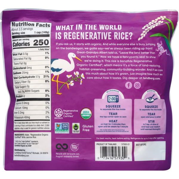 Lundberg Family Farms Jasmine Rice, Organic, Value Size