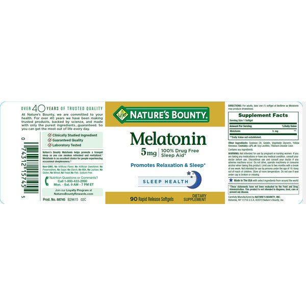 Nature's Bounty Melatonin Rapid Release Softgels