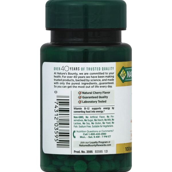 Nature's Bounty Vitamin B-12, 500 mcg, Quick Dissolve Tablets